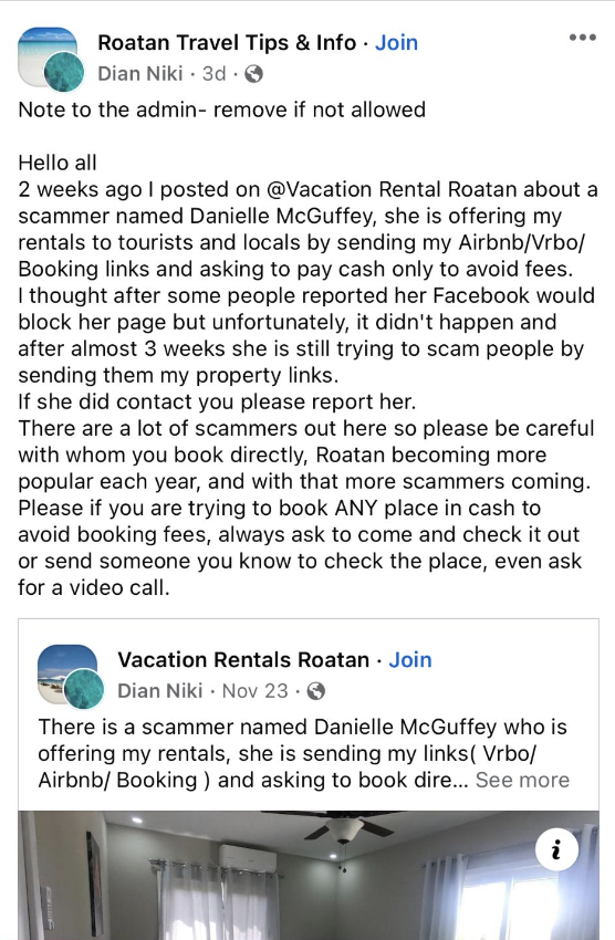 airbnb scam example